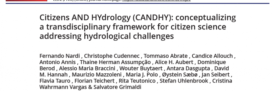 Il primo IAHS CANDHY (Citizens & Hydrology) Working Group Community Paper è stato pubblicato su Hydrological Sciences Journal